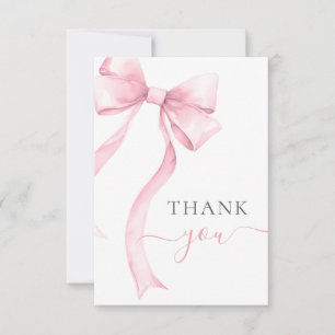 Pink Coquette Bow Gingham Girl Baby Shower Thank You Card