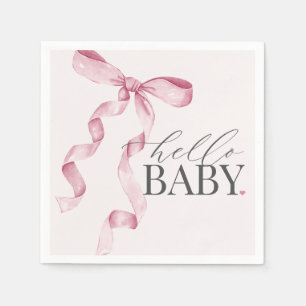Pink Coquette Bow Girl Baby Shower Decor Napkin