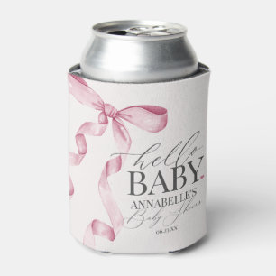 Pink Coquette Bow Girl Baby Shower Dessert Favours Can Cooler