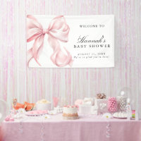 Pink Coquette Bow Girl Baby Shower Welcome Sign