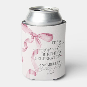 Pink Coquette Bow Girl Birthday Party Favours Can Cooler