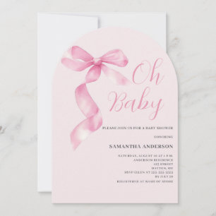 Pink Coquette Bow Girl Oh Baby Shower Invitation