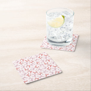 pink coquette bow girly square paper coaster