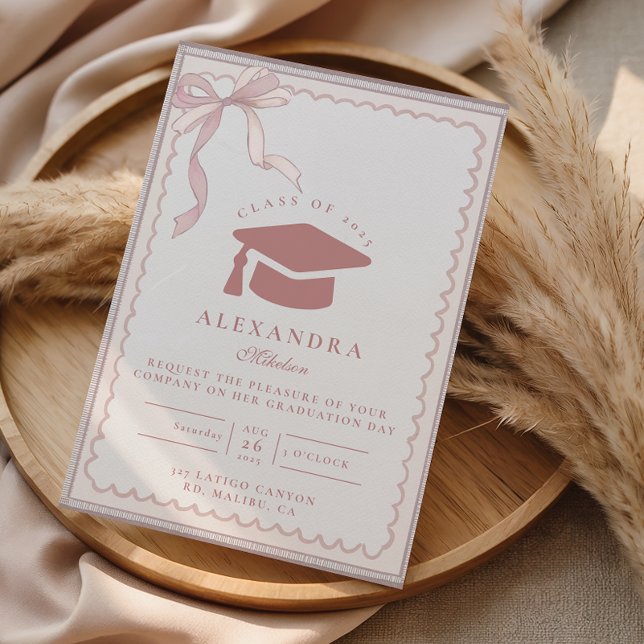 Pink Coquette Bow Graduation Invitation (Creator Uploaded)