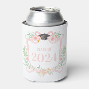 Pink Coquette Bow   Graduation Year Crest Can Cooler