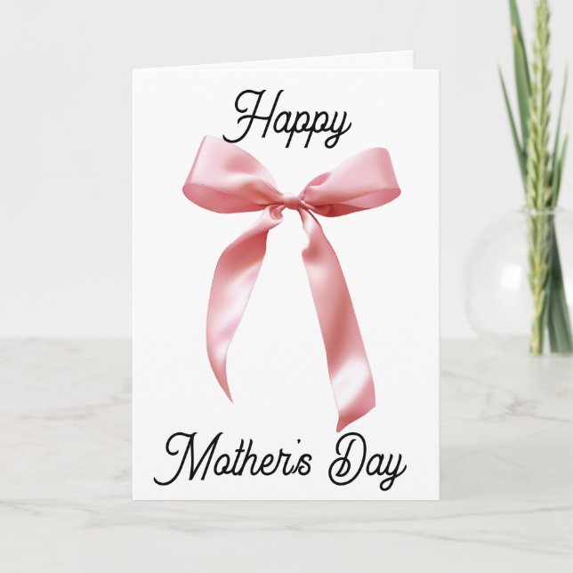 Pink Coquette Bow Happy Mother's Day Card (Front)