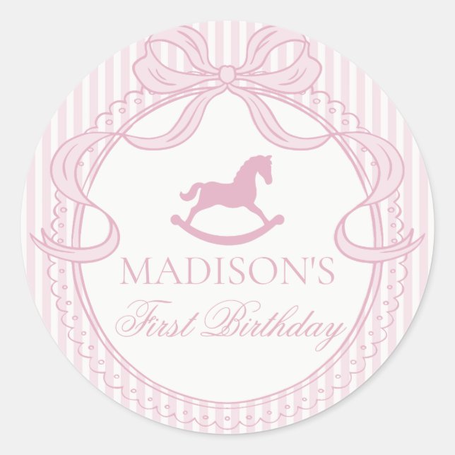 Pink Coquette Bow Horse Birthday Envelope Seal (Front)