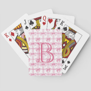 Pink Coquette Bow Monogram Playing Cards