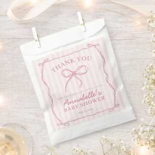 Pink Coquette Bow Pastel Baby Shower Dessert Favour Bags