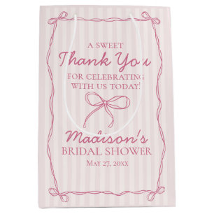 Pink Coquette Bow Pastel Bridal Shower Favor Medium Gift Bag
