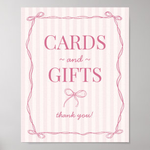 Pink Coquette Bow Pastel Cards and Gifts Sign