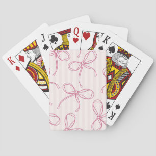 Pink Coquette Bow Pastel Striped Favor Games Playing Cards