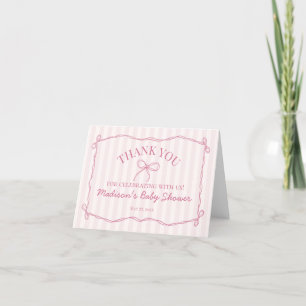 Pink Coquette Bow Pastel Thank You Card 