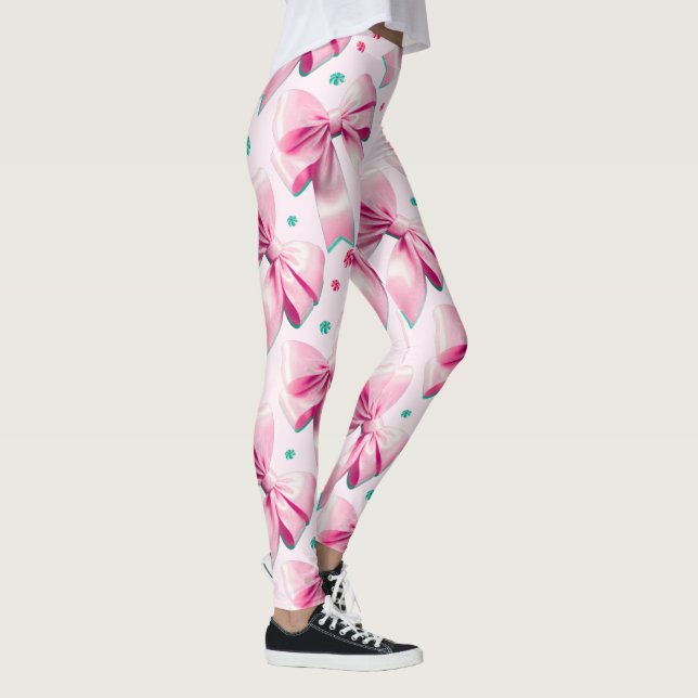 Pink Coquette Bow Pattern Leggings (Right)