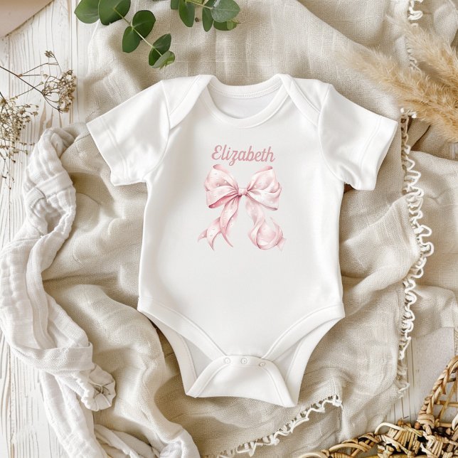 Pink Coquette Bow & Pearls  Baby Bodysuit (Creator Uploaded)