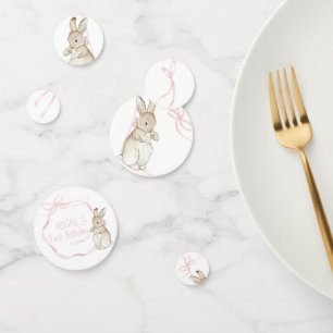 Pink Coquette Bow Peter the Rabbit 1st Birthday Confetti