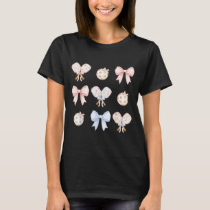 Pink coquette bow pickleball mum grandma aesthetic T-Shirt
