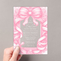 Pink Coquette Bow Ribbon Toile de Jouy Baby Shower