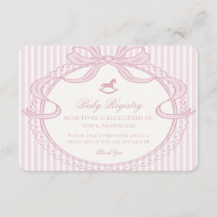 Pink Coquette Bow Rocking Horse Registry Enclosure Card