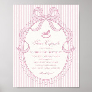Pink Coquette Bow Rocking Horse Time Capsule Poster