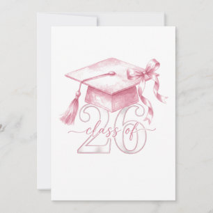 Pink Coquette Bow Senior Class of 2026 Senior Girl Invitation