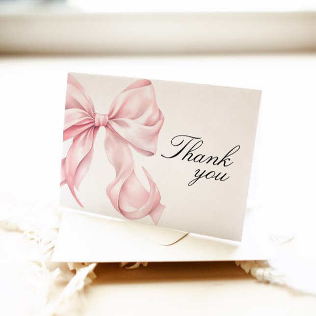 Pink Coquette Bow Shower Thank You Card (Creator Uploaded)
