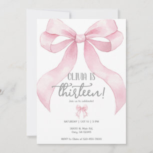 Pink coquette bow teenage teen girl birthday. invitation