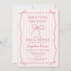 Pink Coquette Bow Tying the Knot Bridal Shower Invitation