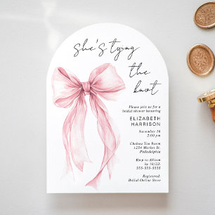 Pink Coquette Bow Watercolor Arch Bridal Shower Invitation