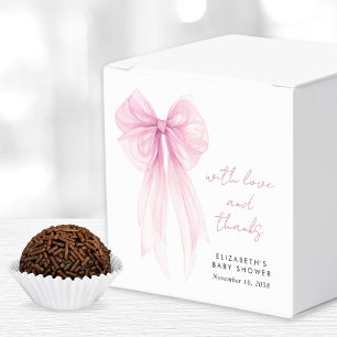 Pink Coquette Bow Watercolor Baby Girl Shower Favour Box