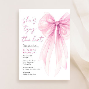 Pink Coquette Bow Watercolor Bridal Shower Invitation