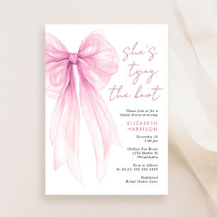 Pink Coquette Bow Watercolor Bridal Shower Invitation