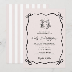 Pink Coquette Bow Wedding Invitation