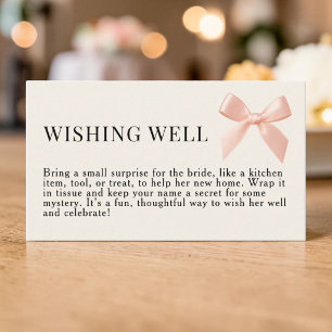 Pink Coquette Bow Wishing Well Bridal Shower Enclosure Card