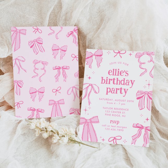 Pink Coquette Bows Birthday Invitation (Creator Uploaded)