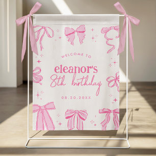 Pink Coquette Bows Birthday Welcome Sign
