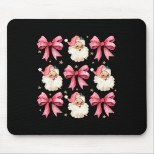 Pink Coquette Bows Cute Santa Claus Christmas Girl Mouse Pad