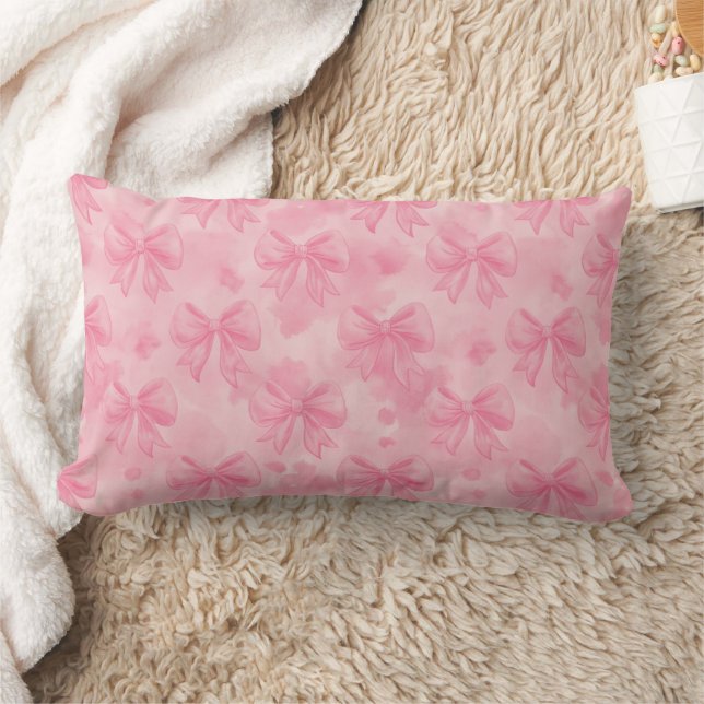 Pink Coquette Bows Lumbar Cushion (Blanket)