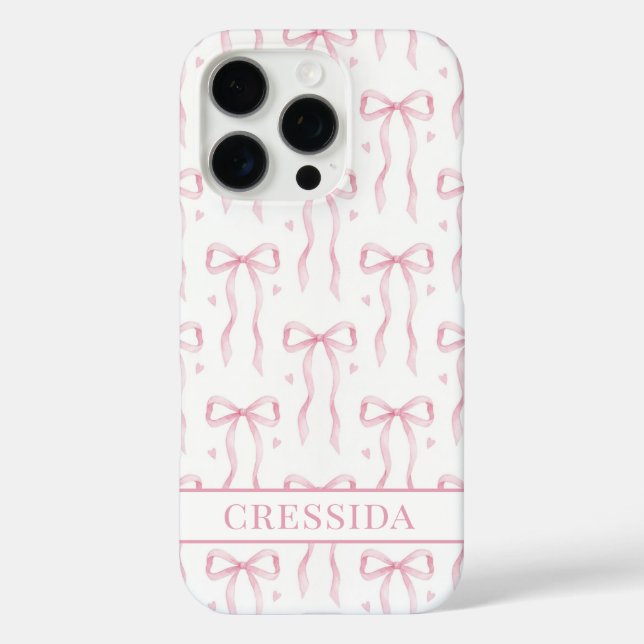 Pink Coquette Bows Monogrammed Case-Mate iPhone Case (Back)