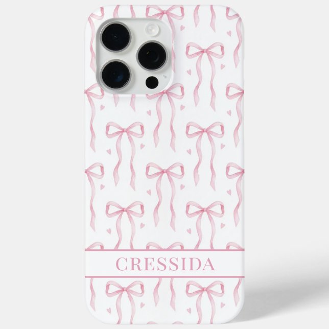 Pink Coquette Bows Monogrammed Case-Mate iPhone Case (Back)