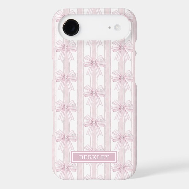 Pink Coquette Bows on Stripes Monogrammed (Back)
