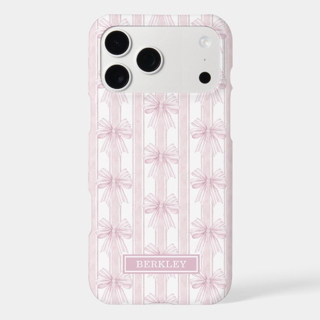Pink Coquette Bows on Stripes Monogrammed (Back)