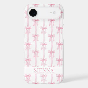 Pink Coquette Bows Striped Monogrammed
