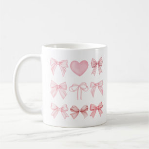 Pink Coquette Bows with Heart – Cute Girly Romanti Coffee Mug