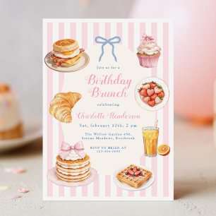 Pink Coquette Brunch Birthday Invitation