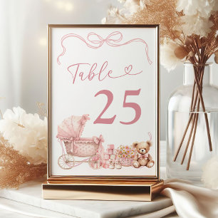Pink Coquette Carriage Baby Shower Table Number