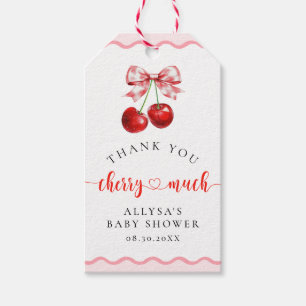 Pink Coquette Cherry Baby Shower Thank You Gift Tags