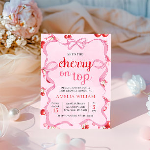 Pink Coquette Cherry on Top Baby Shower Invitation