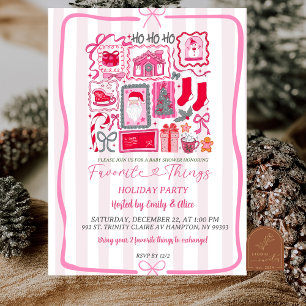 Pink Coquette Christmas Favorite Things Holiday Invitation
