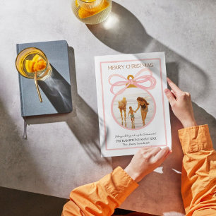 Pink Coquette Christmas Photo Holiday Card 